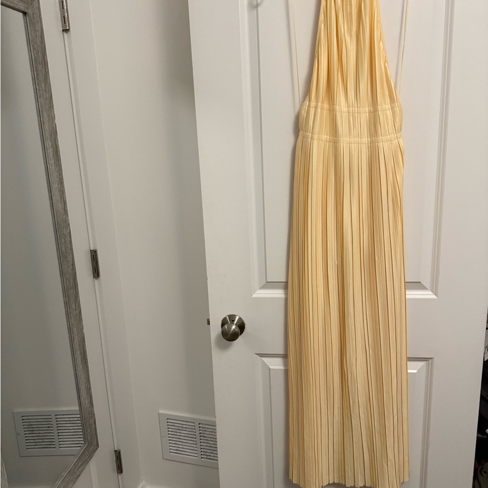 Billy J Yellow Pleated Halter Dress